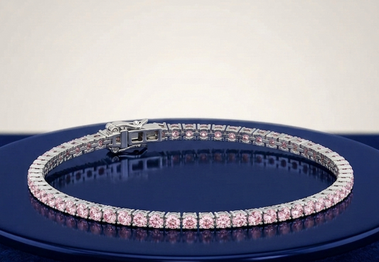 PINK ROUND DIAMOND TENNIS BRACELET