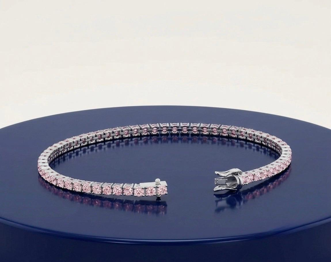 PINK ROUND DIAMOND TENNIS BRACELET