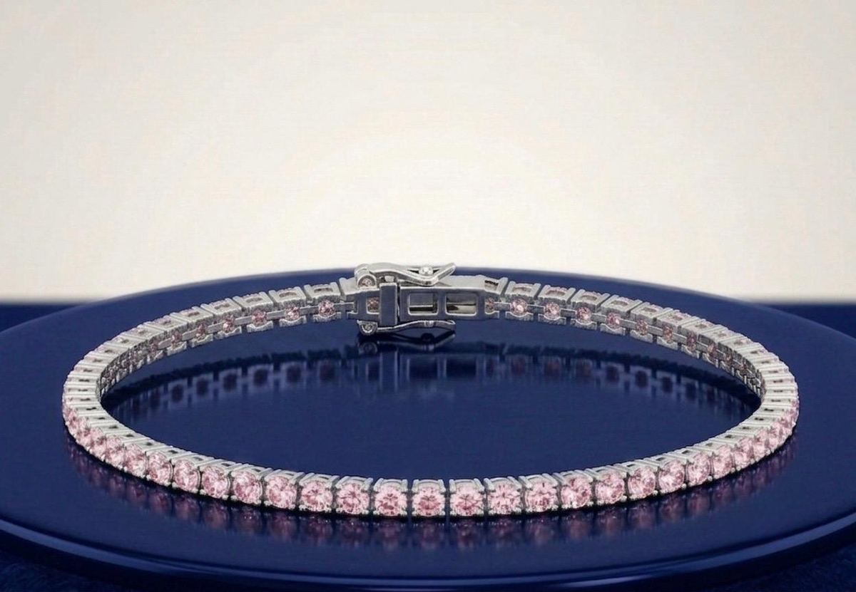 PINK ROUND DIAMOND TENNIS BRACELET