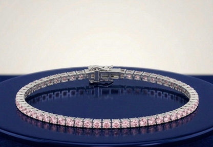 PINK ROUND DIAMOND TENNIS BRACELET
