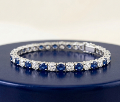 BLUE SAPPHIRE ROUND-CUT TENNIS BRACELET