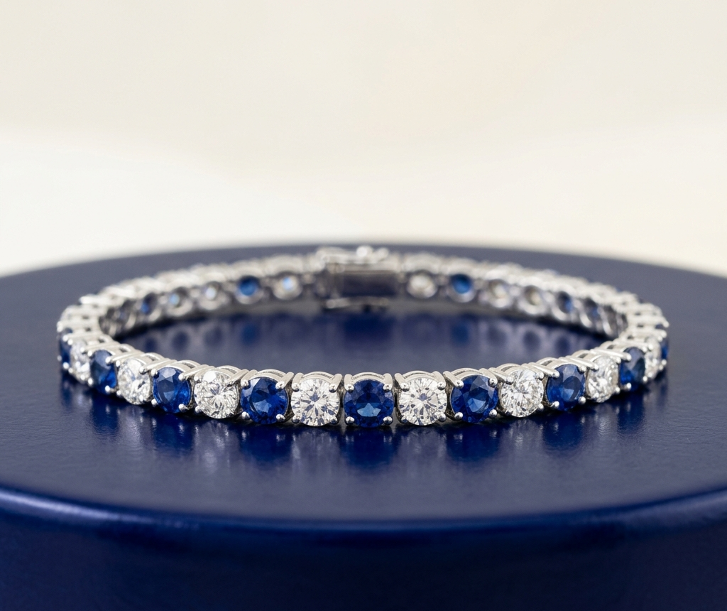 BLUE SAPPHIRE ROUND-CUT TENNIS BRACELET