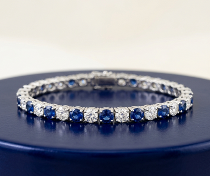 BLUE SAPPHIRE ROUND-CUT TENNIS BRACELET
