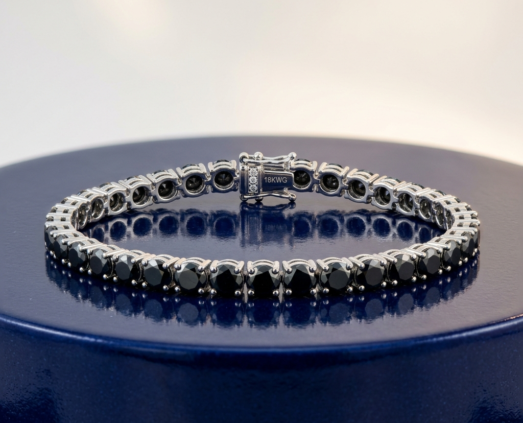 ROUND BLACK DIAMOND TENNIS BRACELET