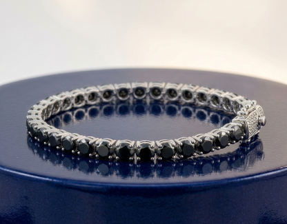 ROUND BLACK DIAMOND TENNIS BRACELET
