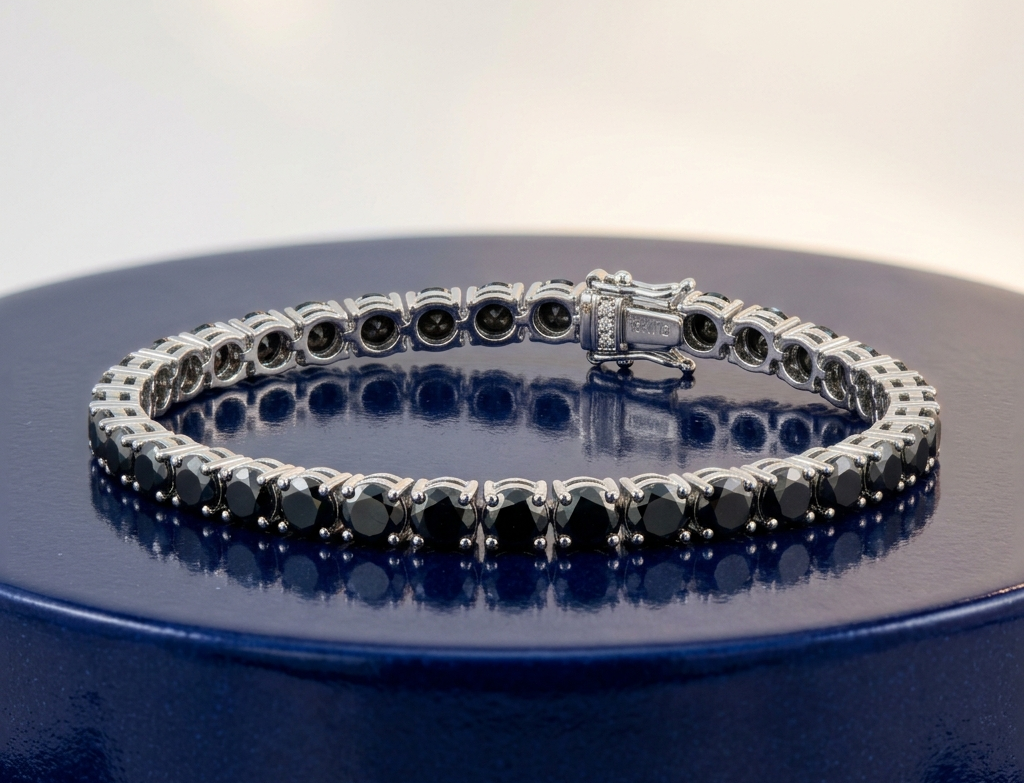 ROUND BLACK DIAMOND TENNIS BRACELET
