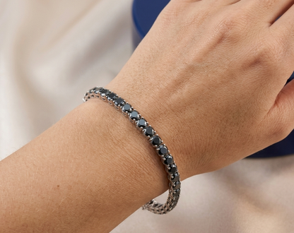 ROUND BLACK DIAMOND TENNIS BRACELET