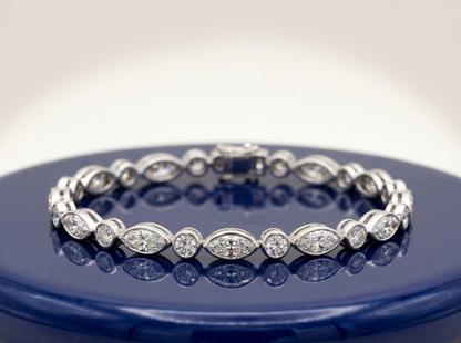 MARQUISE AND ROUND DIAMOND TENNIS BRACELET