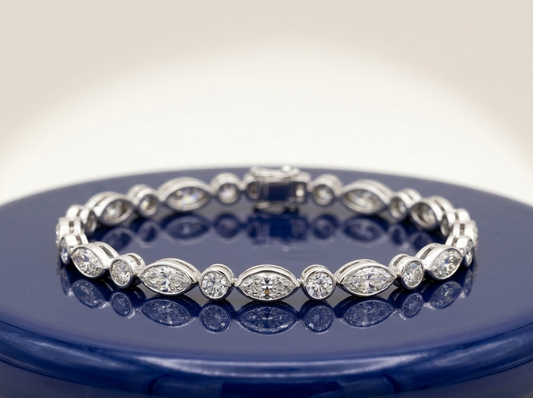 MARQUISE AND ROUND DIAMOND TENNIS BRACELET