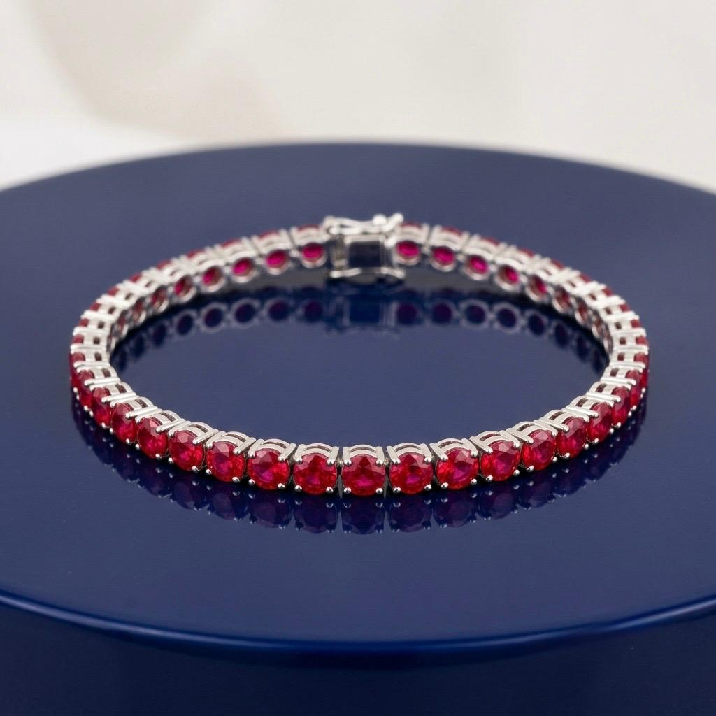 RUBY ROUND DIAMOND TENNIS BRACELET