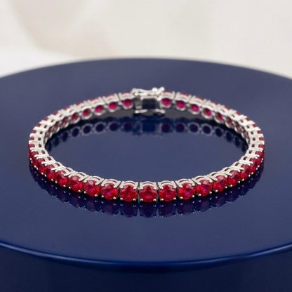 RUBY ROUND DIAMOND TENNIS BRACELET