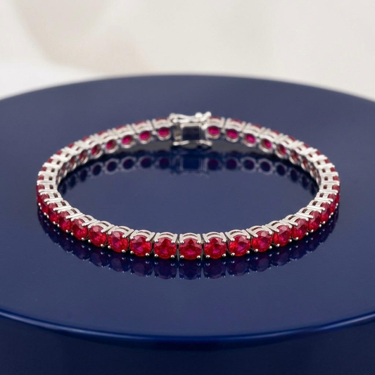 RUBY ROUND DIAMOND TENNIS BRACELET