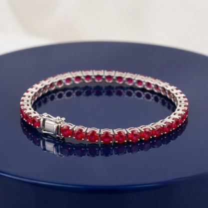 RUBY ROUND DIAMOND TENNIS BRACELET