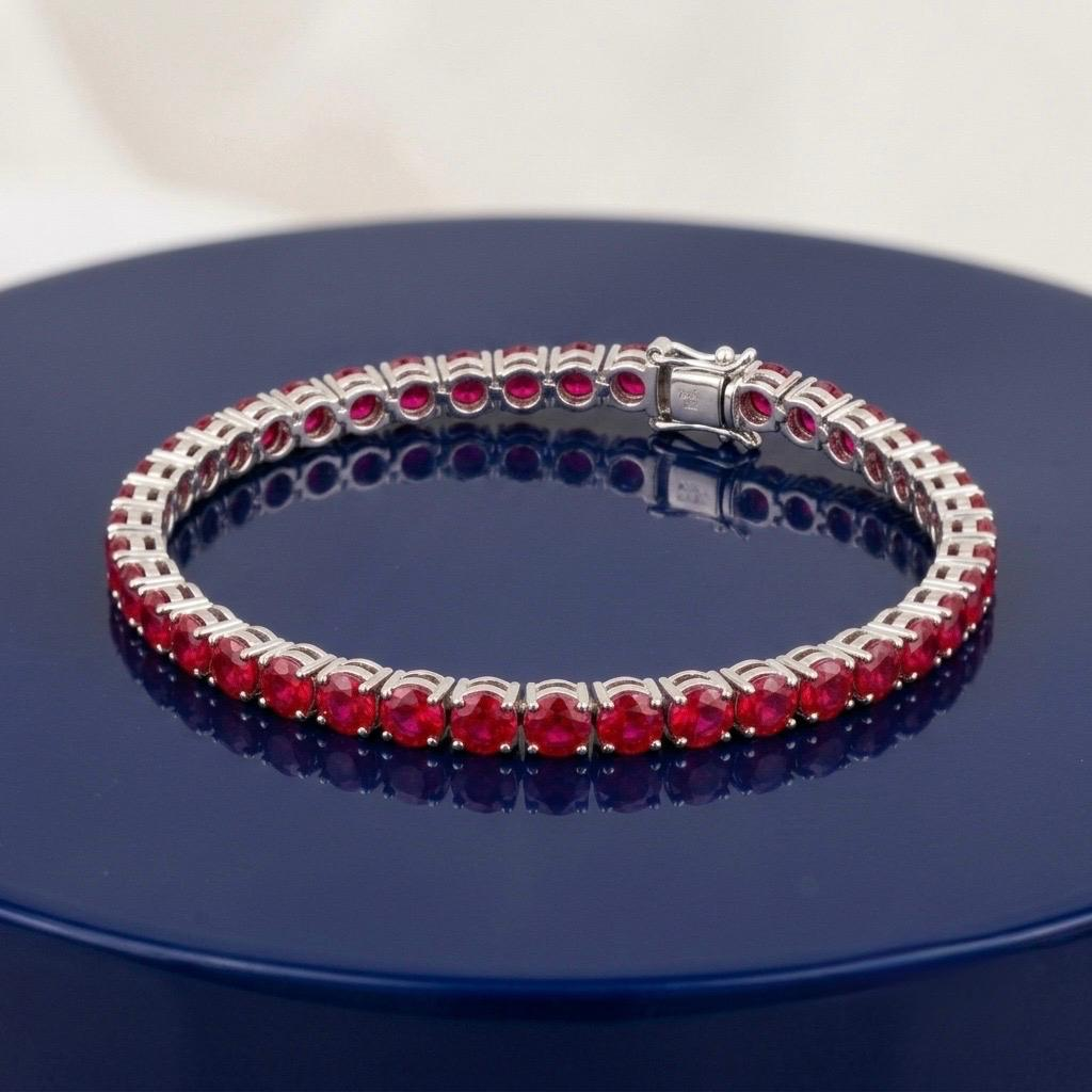 RUBY ROUND DIAMOND TENNIS BRACELET