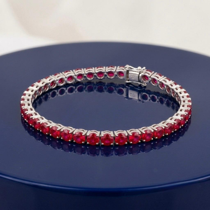 RUBY ROUND DIAMOND TENNIS BRACELET